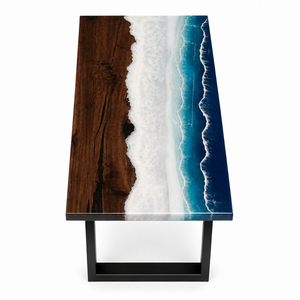 Black Walnut Beach Wave Epoxy Resin Dining Table