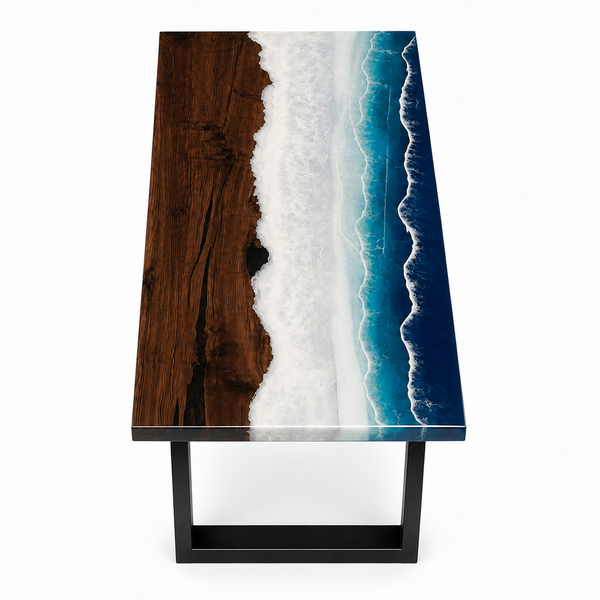 Black Walnut Beach Wave Epoxy Resin Dining Table
