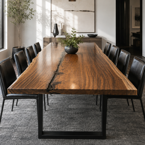 Walnut Natural Live Edge Fissure Inlay Wood Slab Table