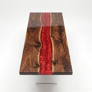 Black Walnut Swirling Magma River Red Epoxy Resin Conference Table