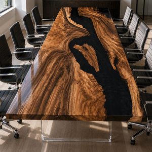 Walnut Black River Flow Epoxy Resin Conference Table