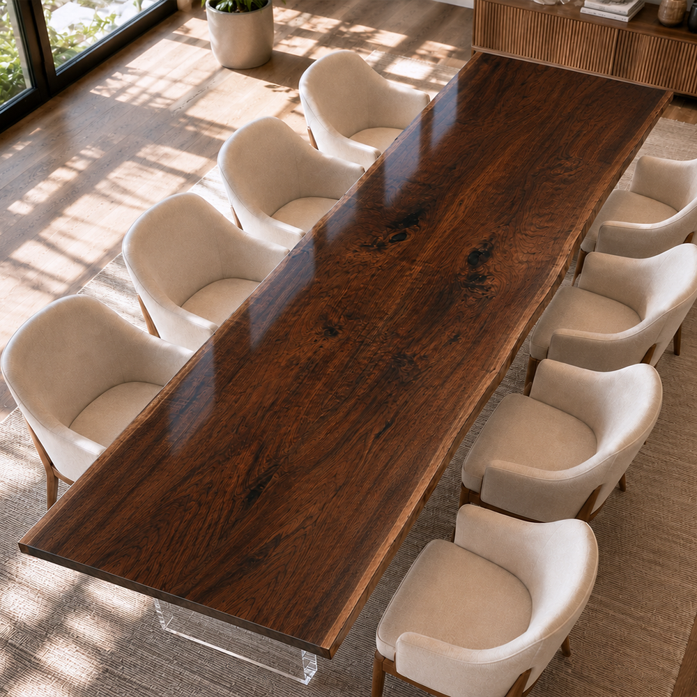 Black Walnut Live Edge Wood Slab Table