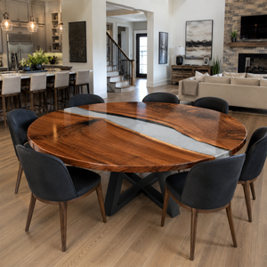 Walnut River Grey Epoxy Resin Round Table