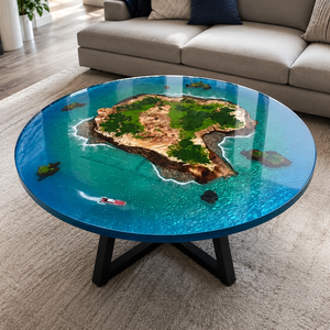 Pure Resin Tropical Archipelago Micro Landscape Round Coffee Table