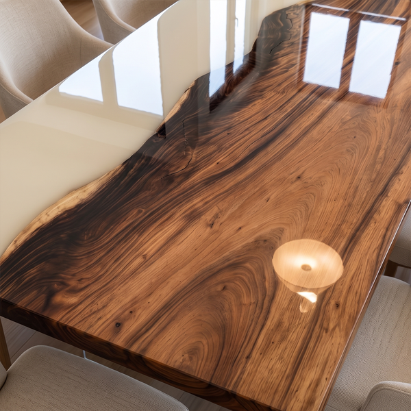 Walnut Wood White Resin Live Edge Epoxy Resin Dining Table
