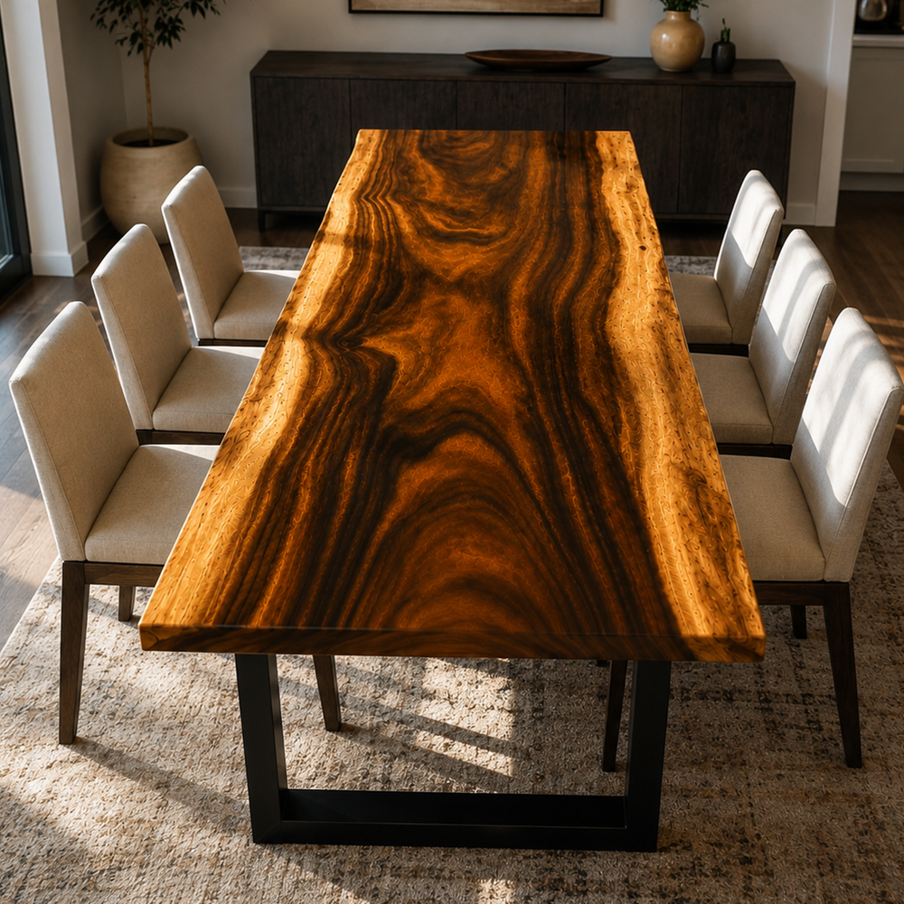Walnut Wood Live Edge Epoxy Resin Dining Table