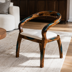 Oceanic Blue Burl Wood Epoxy Resin Chair