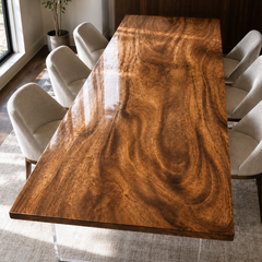 Walnut Amber Grain Wood Slab Table