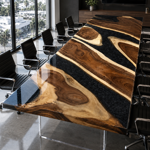 Walnut Luxury Onyx Wave Contemporary Epoxy Resin Conference Table