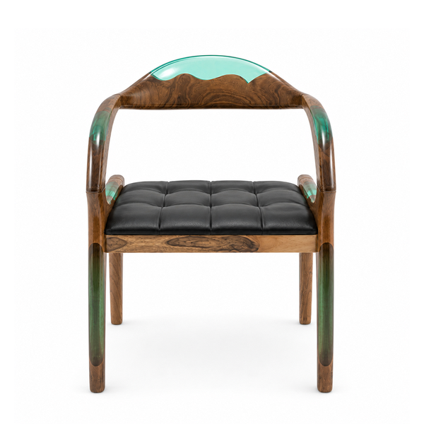 Walnut Emerald Flow Epoxy Resin Chair