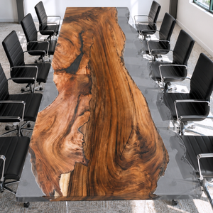 Walnut Black Transparent Epoxy Resin Conference Table