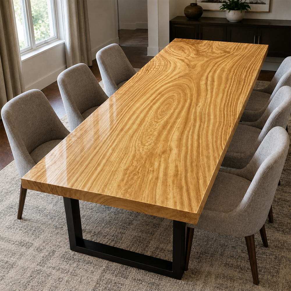 Golden Camphor Wood Natural Grain Epoxy Resin Dining Table