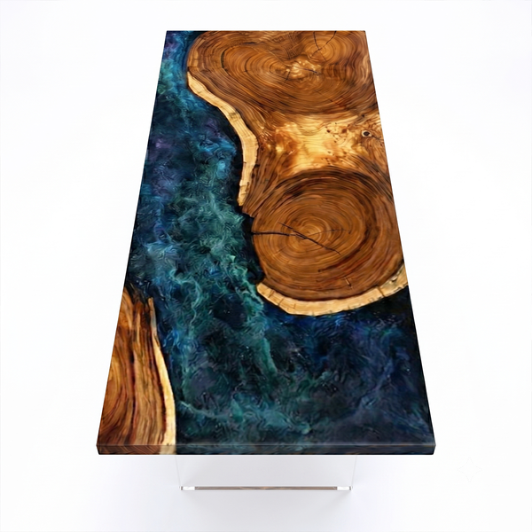 Black Walnut Tree Ring Starry Sky Epoxy Resin Conference Table