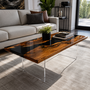 Walnut Black River Epoxy Resin Coffee Table