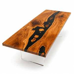 Walnut Wood Black River Epoxy Resin Conference Table