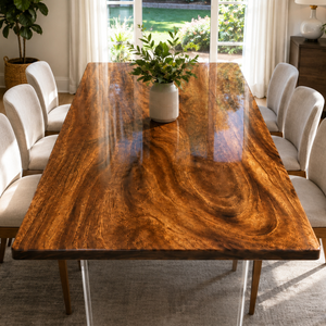 Walnut Amber Grain Wood Slab Table