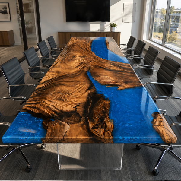 Walnut Deep Ocean Wave Epoxy Resin Conference Table