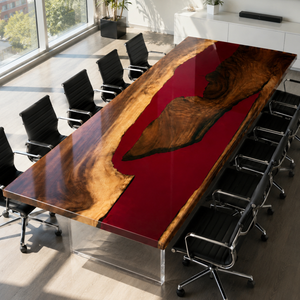 Walnut Magma Red Epoxy Resin Conference Table