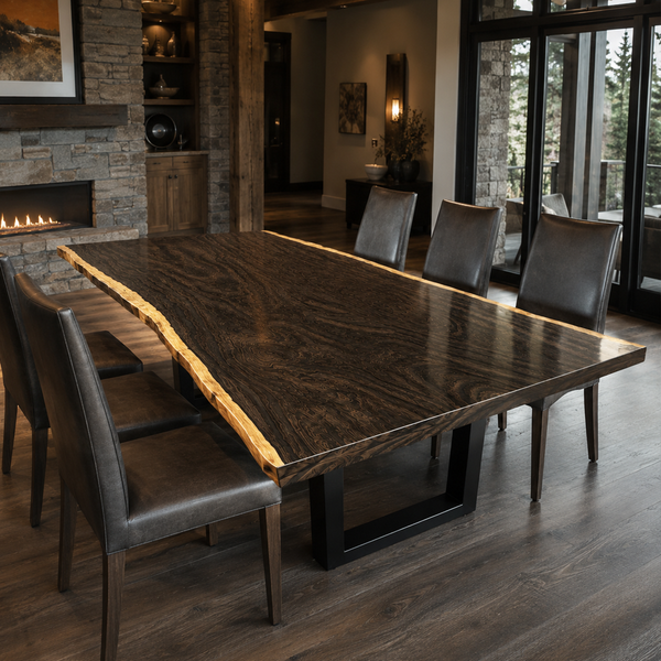 Black Walnut Rectangular Live Edge Epoxy Resin Dining Table