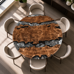 Cunninghamia Premium Burl Wood Round Epoxy Resin Dining Table