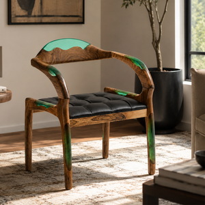 Walnut Emerald Flow Epoxy Resin Chair