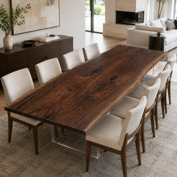 Black Walnut Live Edge Wood Slab Table