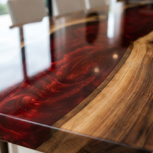 Black Walnut Red River Epoxy Resin Dining Table