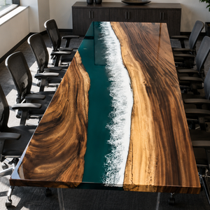 Walnut Emerald Coast Epoxy Resin Conference Table