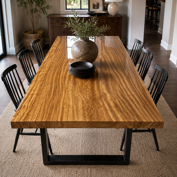 Golden Camphor Wood Natural Grain Epoxy Resin Dining Table