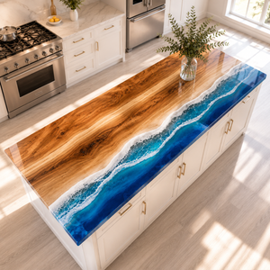 Walnut Ocean Wave Epoxy Resin Countertop