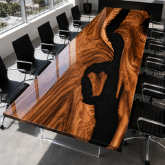 Walnut Black River Flow Epoxy Resin Conference Table