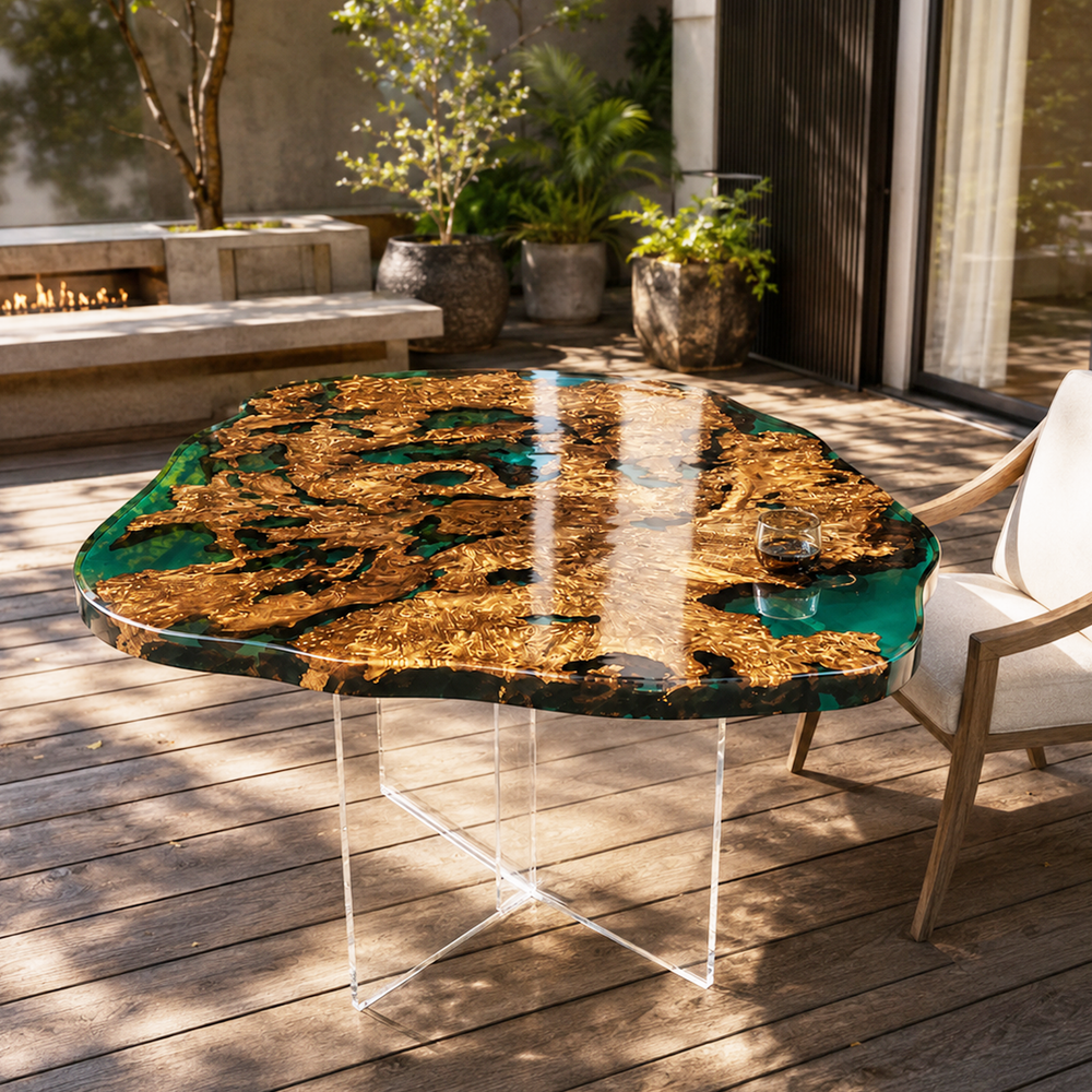 Cunninghamia Emerald Luxury Live Edge Epoxy Resin Coffee Table