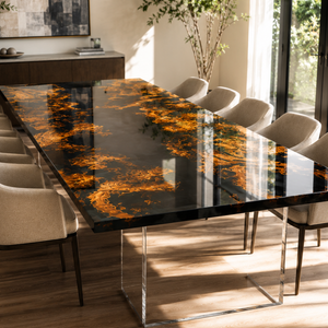 Cunninghamia Black River Epoxy Resin Dining Table