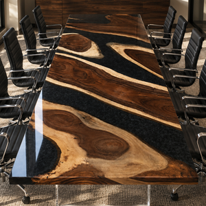 Walnut Luxury Onyx Wave Contemporary Epoxy Resin Conference Table