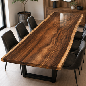 Walnut Handcrafted Natural Contour Solid Wood Slab Table