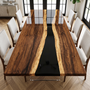 Walnut Black River Transparent Epoxy Resin Dining Table