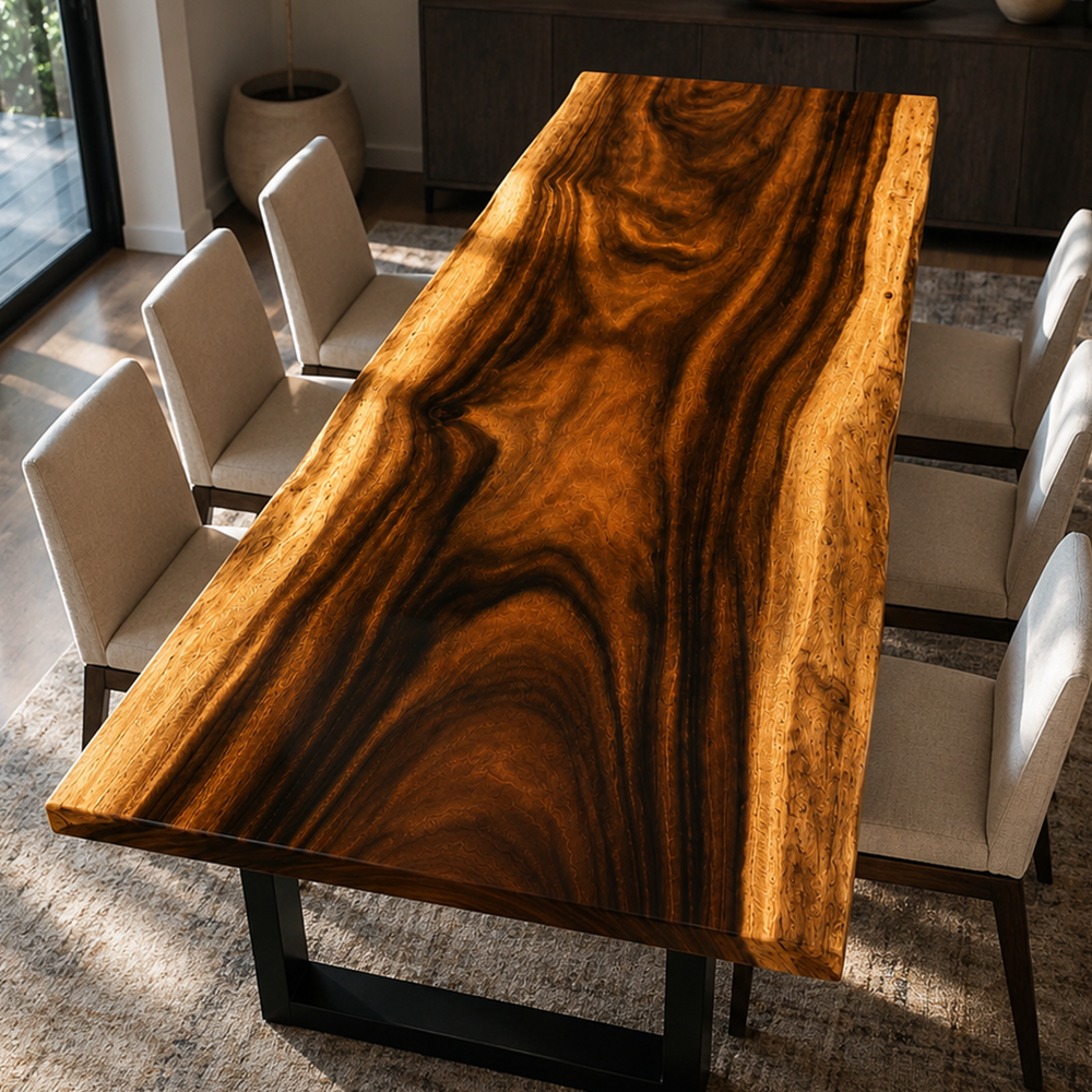 Walnut Wood Live Edge Epoxy Resin Dining Table