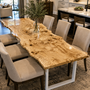 Poplar Burl Natural Live Edge Solid Wood Slab Table