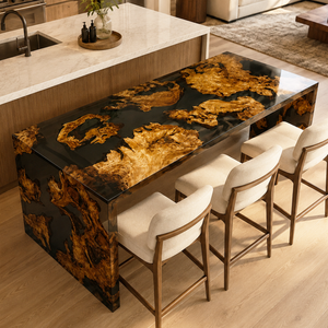 Cunninghamia Transparent Black Premium Straight-Edge Epoxy Resin WaterFall Table