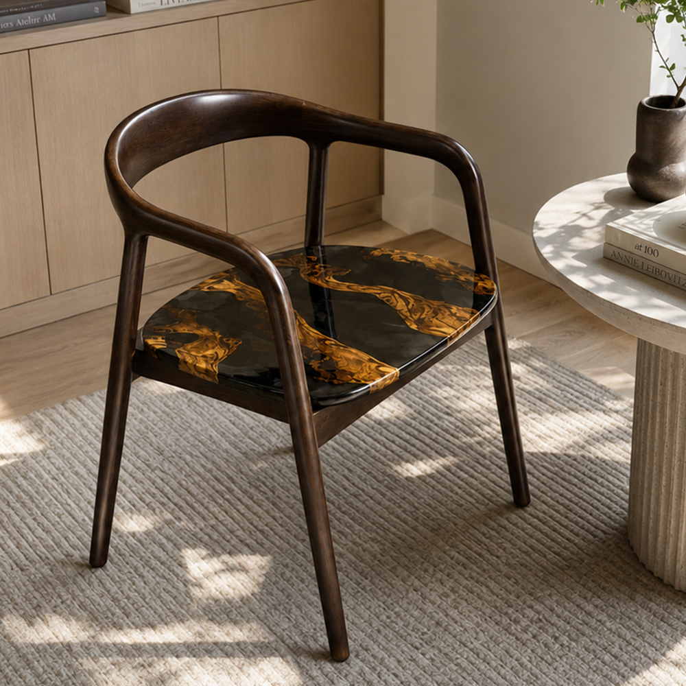 Black Walnut Fused Grain Epoxy Resin Chair