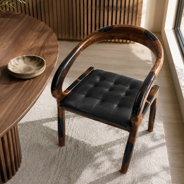 Walnut Solid Wood Black Resin Accent Epoxy Resin Chair