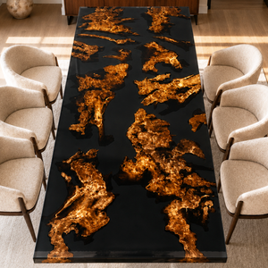 Cunninghamia Burl Black Transparent Epoxy Resin Dining Table
