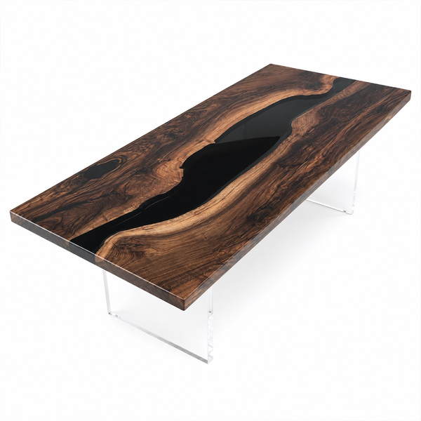 Black Walnut Black River Epoxy Resin Dining Table