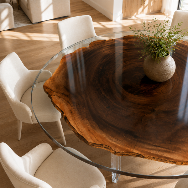 Black Walnut Tree Ring Floating Clear Epoxy Resin Round Table