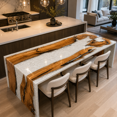 Olive Wood Crystal Epoxy Resin WaterFall Table