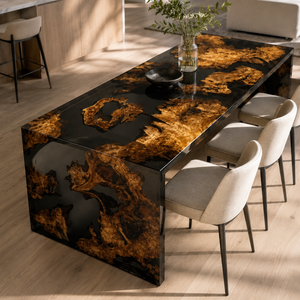 Cunninghamia Transparent Black Premium Straight-Edge Epoxy Resin WaterFall Table