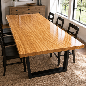 Golden Camphor Wood Natural Grain Epoxy Resin Dining Table