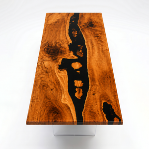 Walnut Wood Black River Epoxy Resin Conference Table