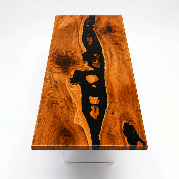 Walnut Wood Black River Epoxy Resin Conference Table