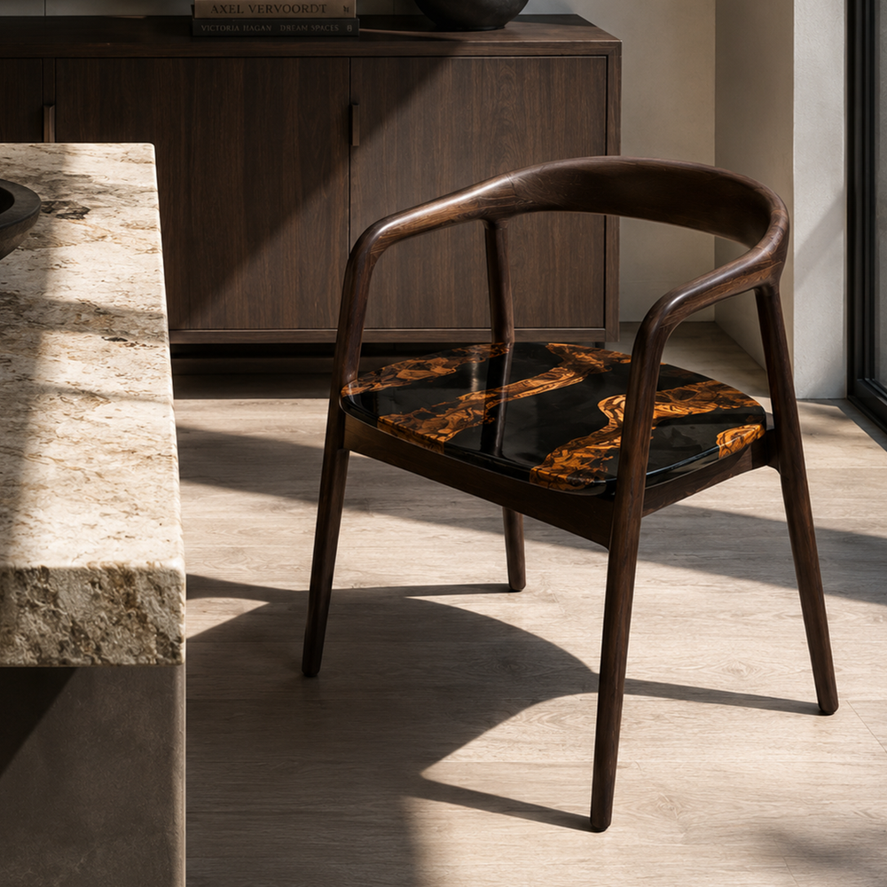 Black Walnut Fused Grain Epoxy Resin Chair